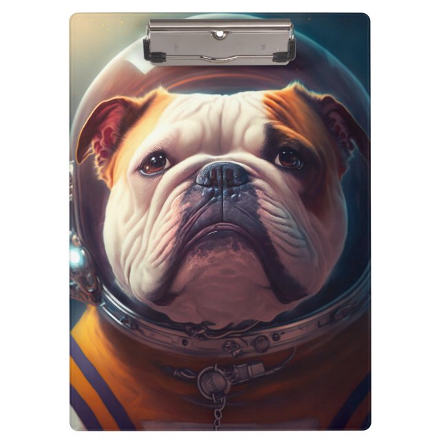 Adorable Bulldog Astronaut Clipboard (Front)