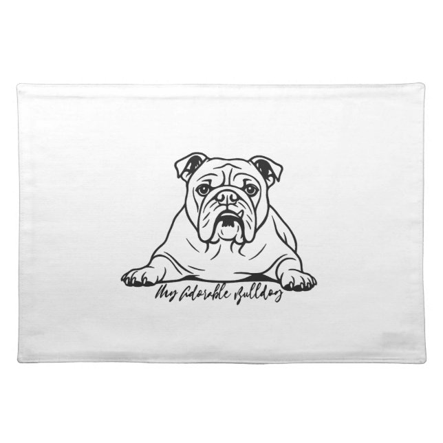 Adorable Bulldog Cloth Placemat (Front)