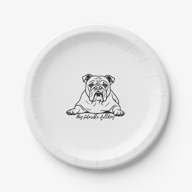 Adorable Bulldog Paper Plates (Front)