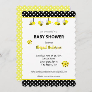 Adorable Bumble Bee Baby Shower Invitation