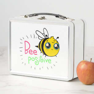 Adorable Bumble Bee Be Positive Motivational Metal Lunch Box
