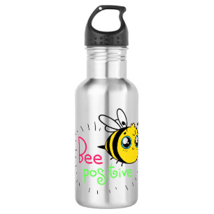 Adorable Bumble Bee Be Positive Motivational Stainless Steel Water Bottle