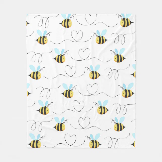 Adorable Bumble Bee Pattern Fleece Blanket Zazzle