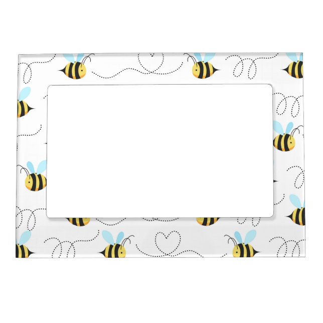Adorable Bumble Bee Pattern Magnetic Photo Frame (Front)