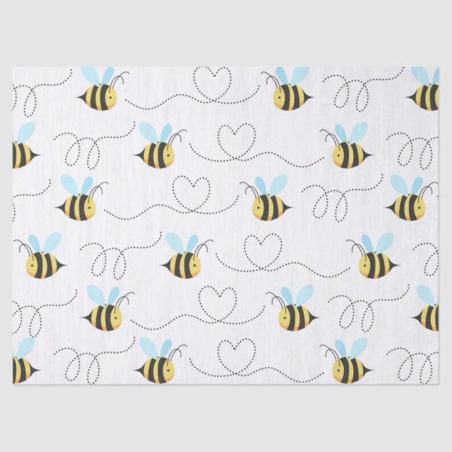 Adorable Bumble Bee Pattern Tissue Paper (Front)