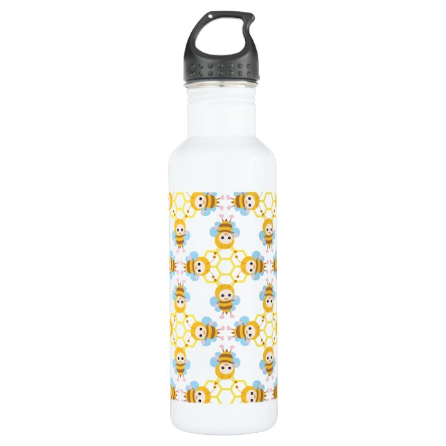 Adorable Bumble Bee Pattern Water Bottle (Front)