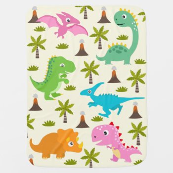 Adorable Bunch Of Dinosaurs Baby Blanket by kazashiya at Zazzle