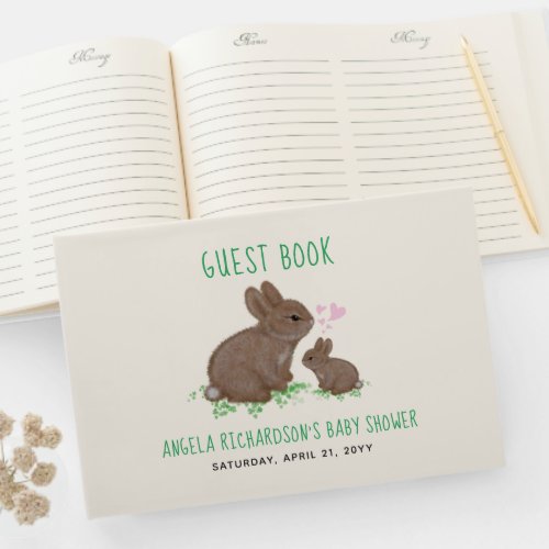 Adorable Bunnies Baby Shower Guest Book