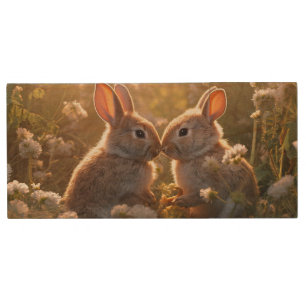 Adorable Bunnies in Spring Meadow Design Wood Flash Drive