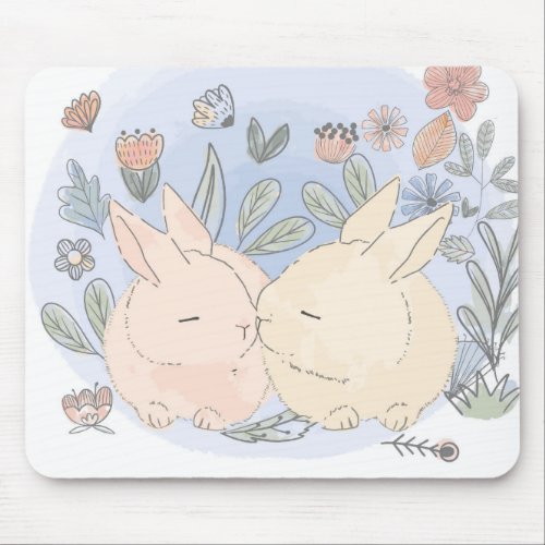 Adorable Bunnies Mouse Pad