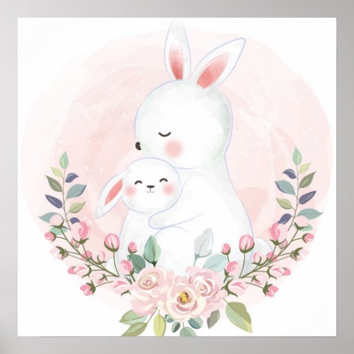 Adorable Bunny and Mom Poster