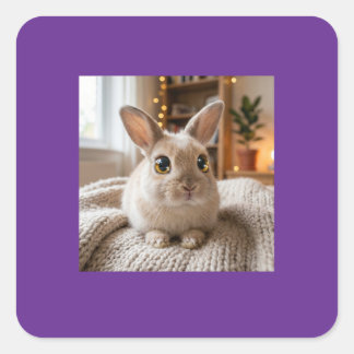 Adorable bunny card square sticker