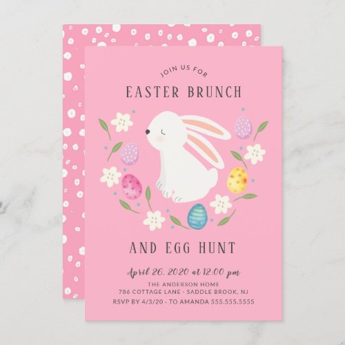 Adorable Bunny Easter Brunch  Egg Hunt Invitation