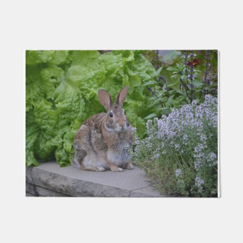 Adorable Bunny In The Garden Doormat