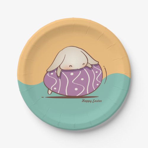 Adorable Bunny laying on a Purple Easter Egg Paper Plates