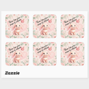 Adorable Bunny 'n Butterfly Magnet Square Sticker