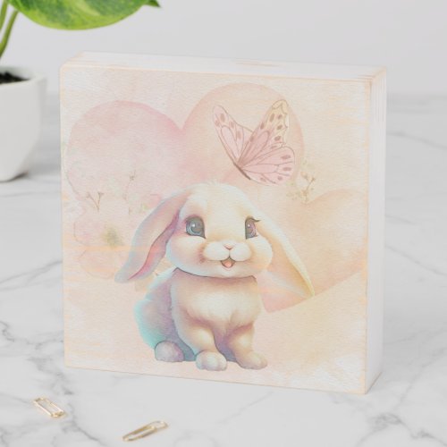 Adorable Bunny n Butterfly Pink Wood Sign Art