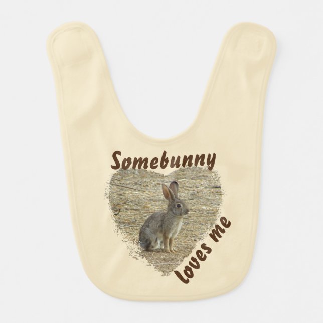 Adorable Bunny Photo Animal Pun Large Heart Baby Bib (Front)