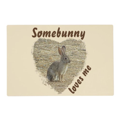 Adorable Bunny Photo Animal Pun Large Heart Placemat