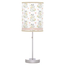 Adorable bunny pink flowers custom name nursery table lamp