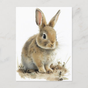 Adorable bunny postcard in watercolors