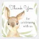 Adorable Bunny Rabbit Baby Shower Thank You Square Sticker | Zazzle