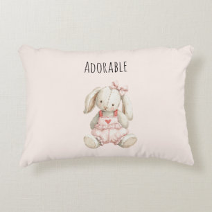 Adorable Bunny Rabbit Heart Animal Accent Pillow