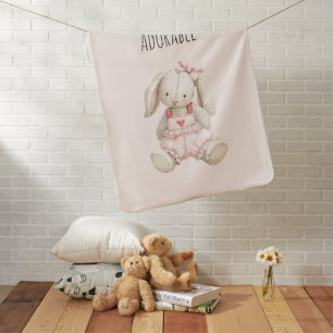 Adorable Bunny Rabbit Heart Animal Baby Blanket