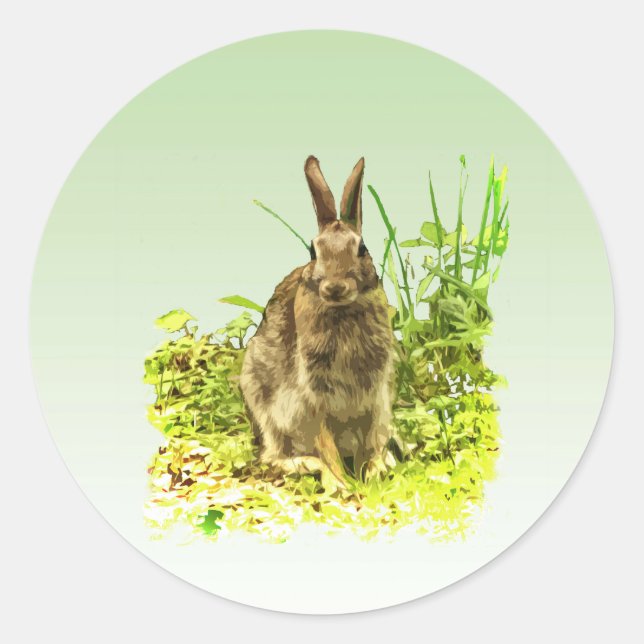 Adorable Bunny Rabbit in Grass Sticker (Front)