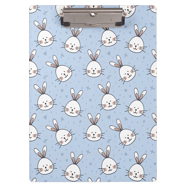 Adorable Bunny Rabbit Pattern Clipboard (Front)