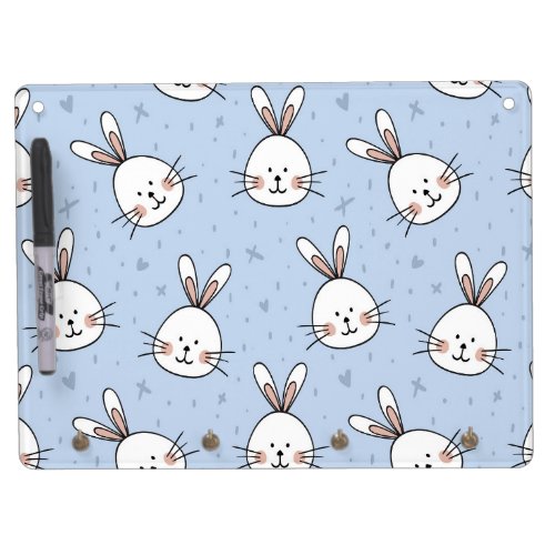 Adorable Bunny Rabbit Pattern Dry Erase Board With Keychain Holder