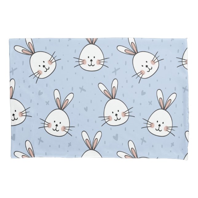 Adorable Bunny Rabbit Pattern Pillow Case (Front)