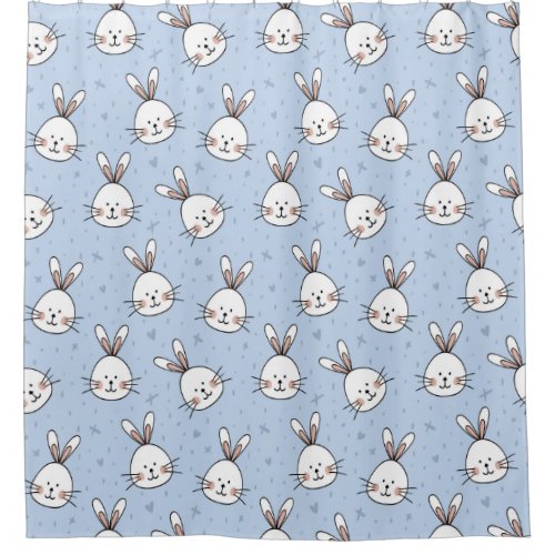 Adorable Bunny Rabbit Pattern Shower Curtain