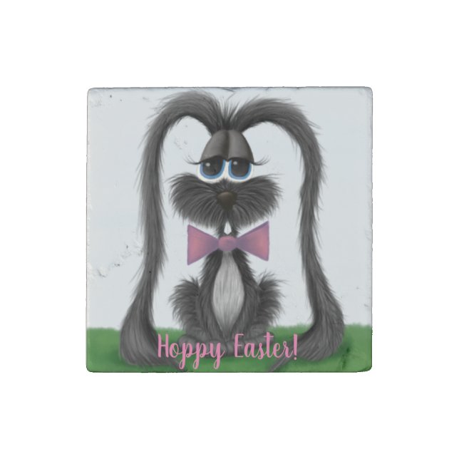 Adorable Bunny Rabbit Stone Magnet (Front)