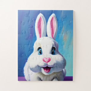 Adorable bunny rabbit with cute blue eyes and ears jigsaw puzzle