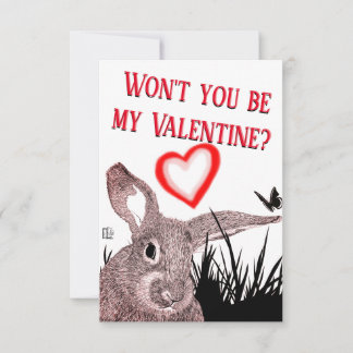 Adorable Bunny Typography Valentine's Day Card