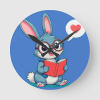 Adorable Bunny Wearing Glasses Reading a Book
