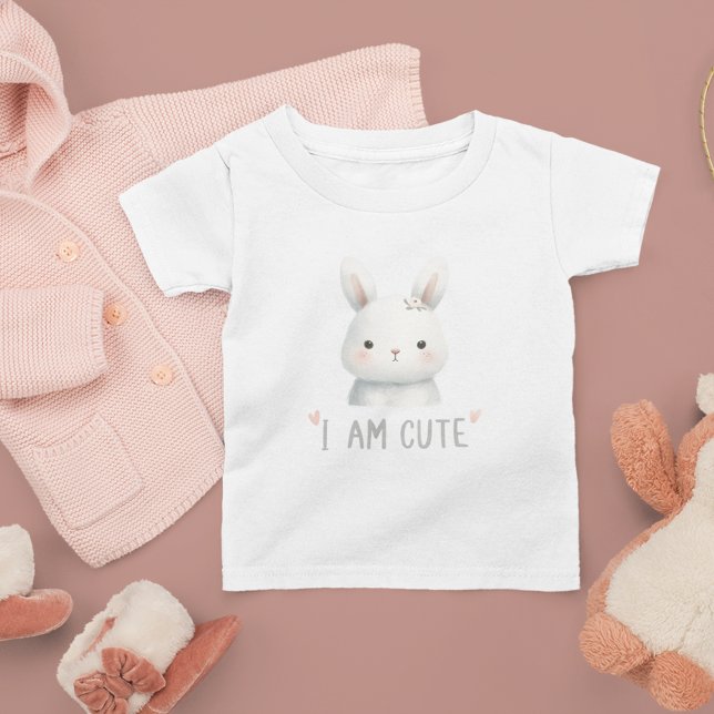Adorable Bunny with Flower Baby T-Shirt (Creator Uploaded)