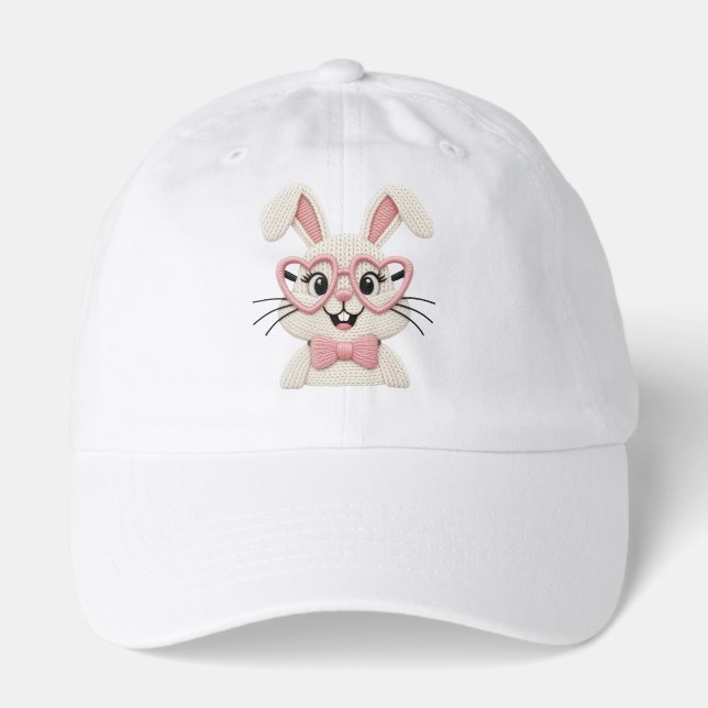Adorable Bunny with Heart Glasses & Bow Tie Hat (Front)