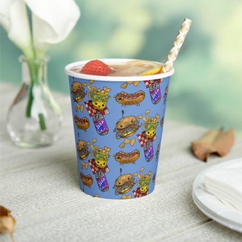 Adorable Burgers and Dogs  Paper Cups