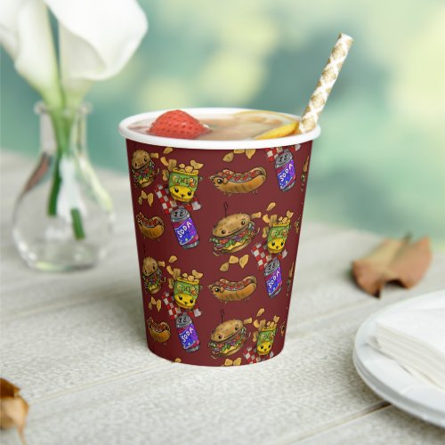 Adorable Burgers and Dogs  Paper Cups
