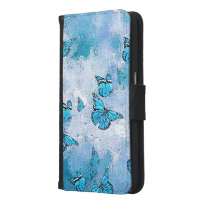 Adorable Butterflies, aqua Wallet Phone Case For Samsung Galaxy S6