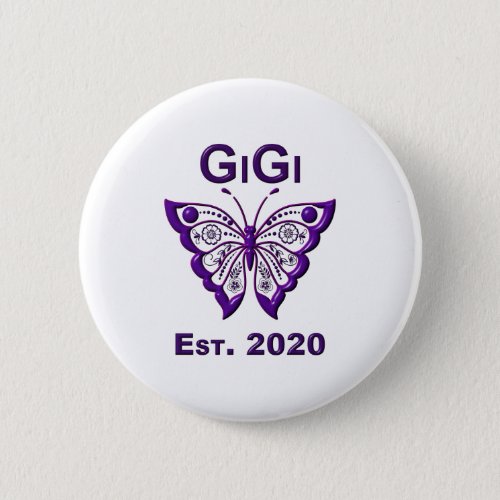 Adorable Butterfly Gigi Est 2020 Button
