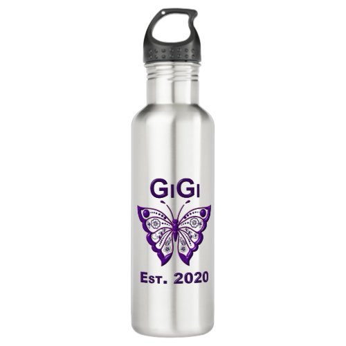 Adorable Butterfly Gigi Est 2020 Stainless Steel Water Bottle