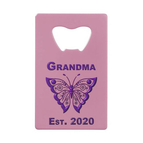 Adorable Butterfly Grandma âœEst 2020â Credit Card Bottle Opener
