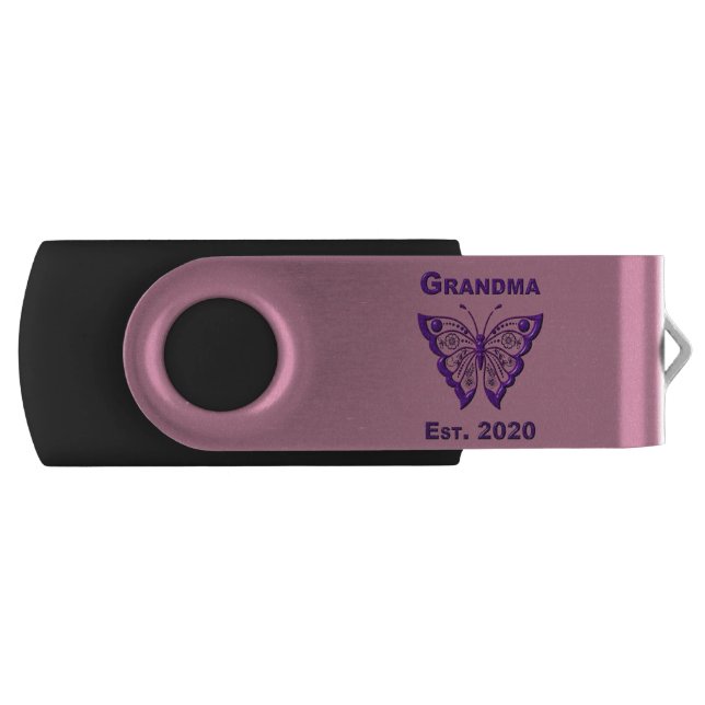 Adorable Butterfly Grandma “Est 2020” Flash Drive (Front)