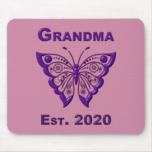 Adorable Butterfly Grandma Est 2020 Mouse Pad