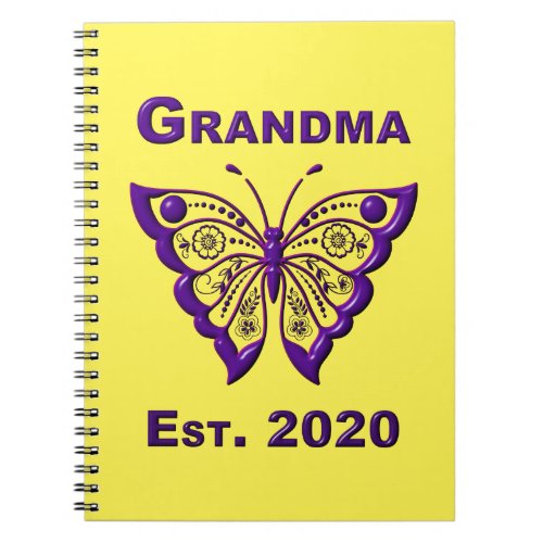 Adorable Butterfly Grandma Est 2020 Notebook