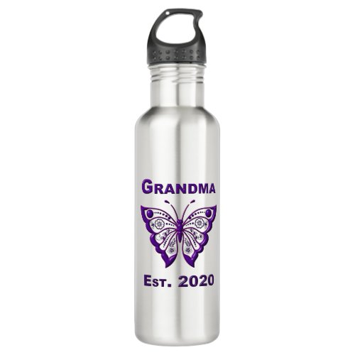Adorable Butterfly Grandma âœEst 2020â Stainless Steel Water Bottle