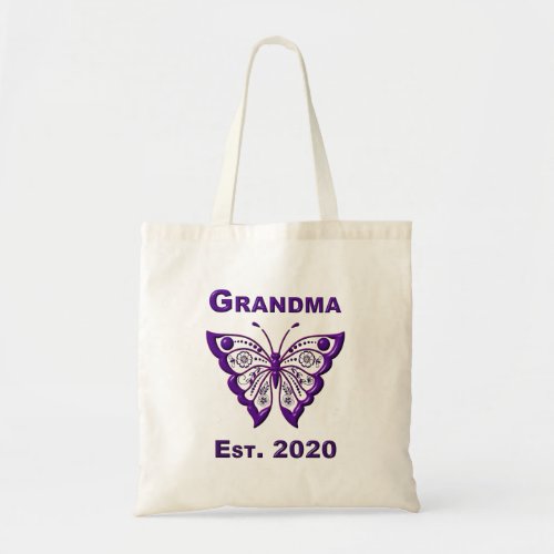 Adorable Butterfly Grandma Est 2020 Tote Bag